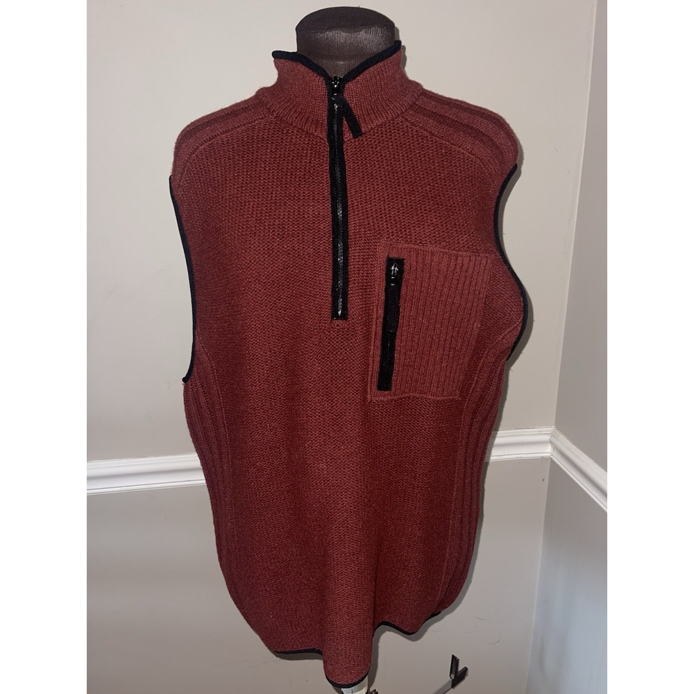 Territory Ahead‎ 1/4 Zip Lambswool Sweater Vest Red Mens Medium